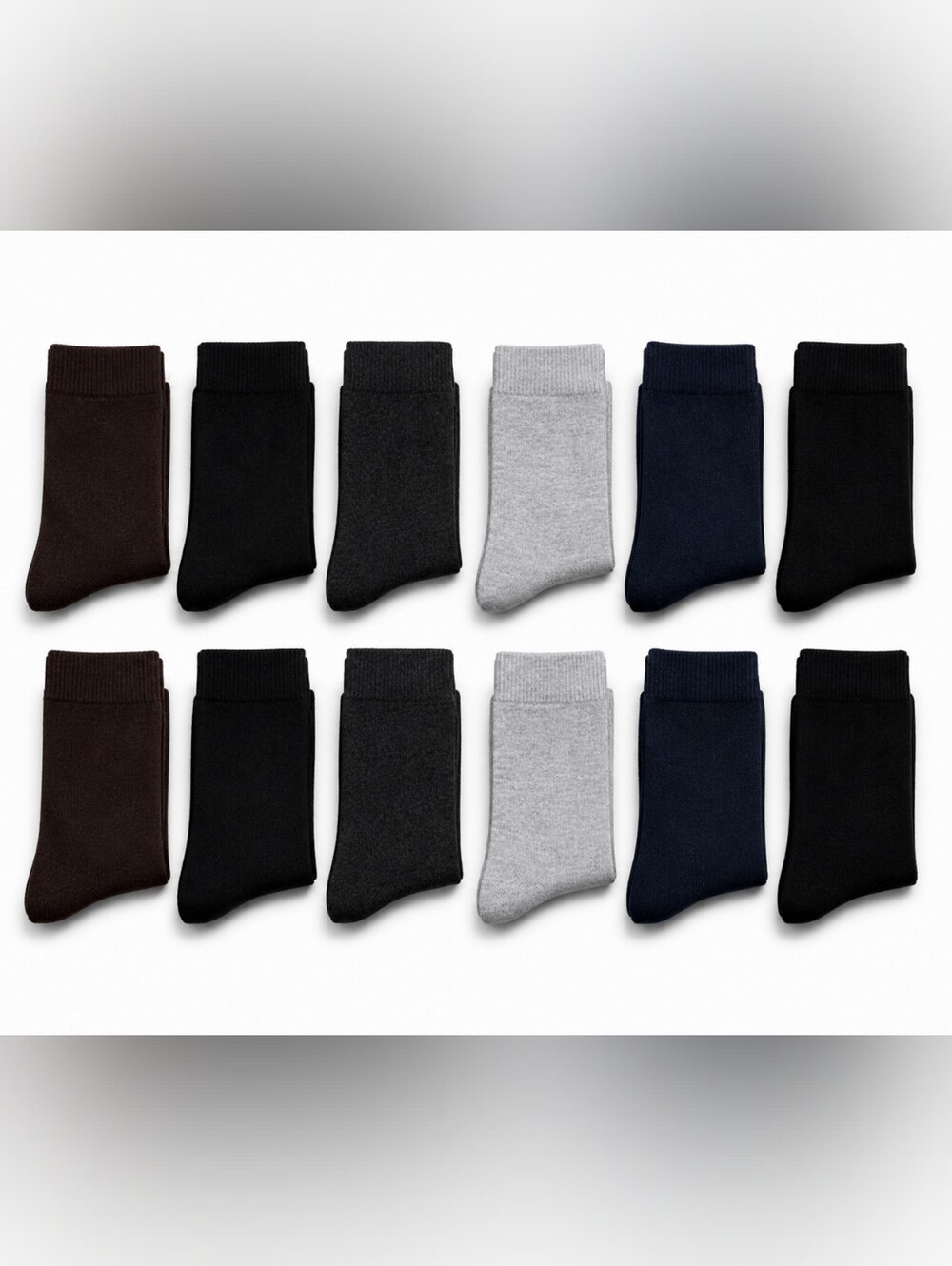 12 Pairs Mens Dress Socks Multi Color Mid Calf Classic Design Cotton Size 10-13